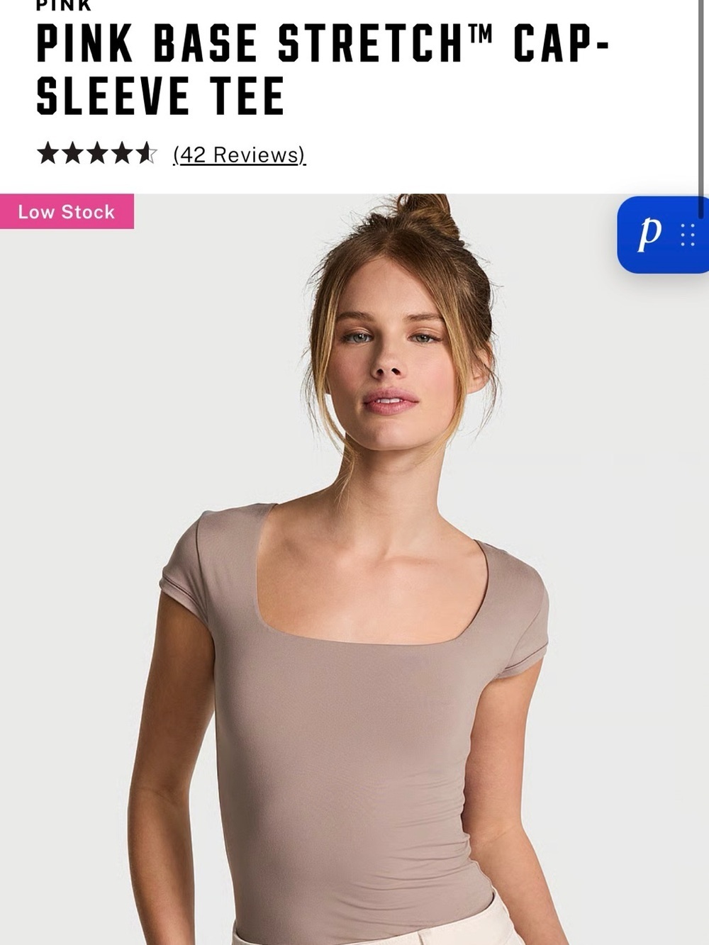 PINK BASE STRETCH™ CAP-SLEEVE TEE by
Victoria’s Secret Size Large - Picture 4 of 5